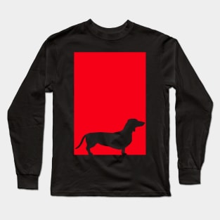 Dachshund dog red silhouette Long Sleeve T-Shirt